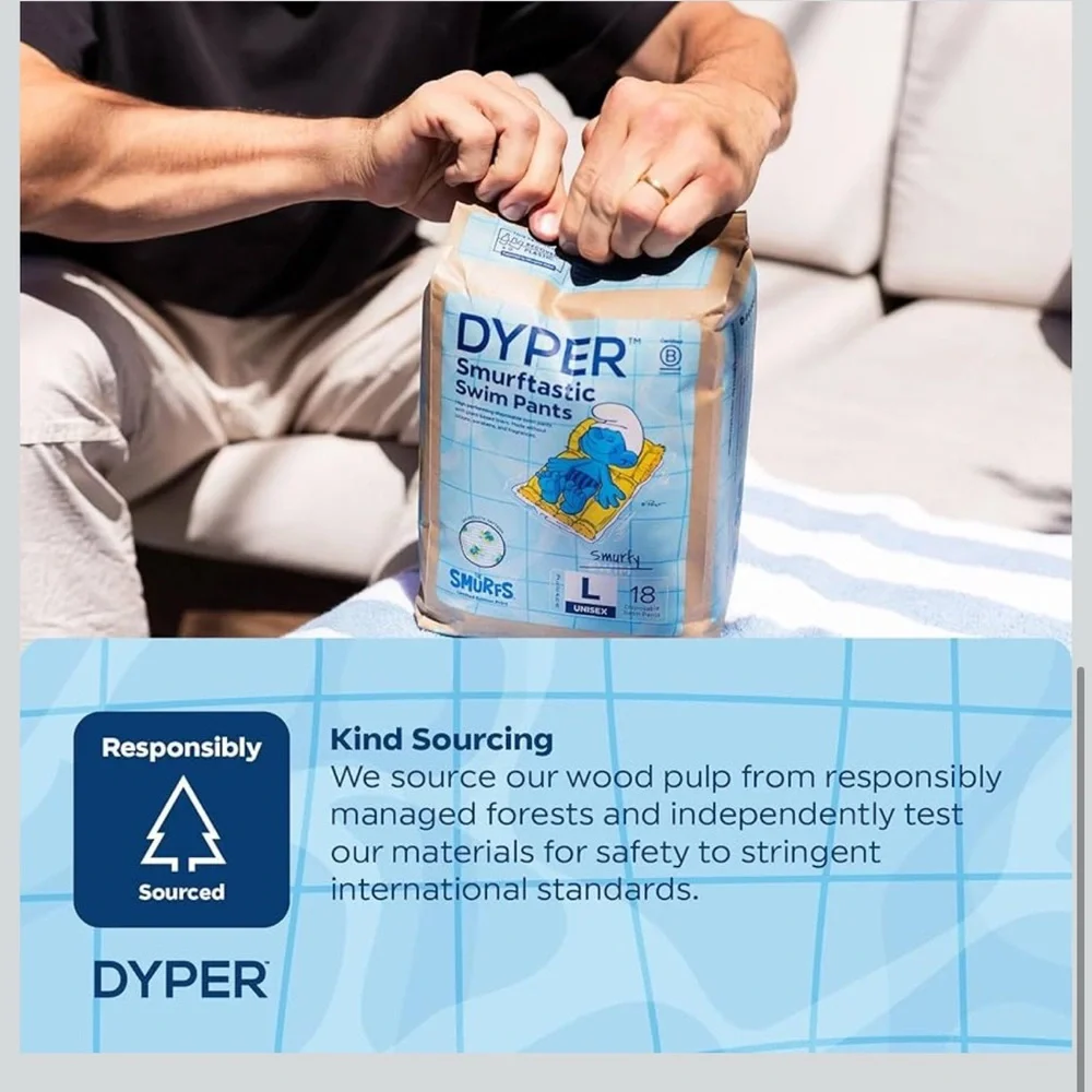 DYPER Smurftastic Baby Swim Diapers 21 Ct Swim Diaper Eco-Friendly Size L OW